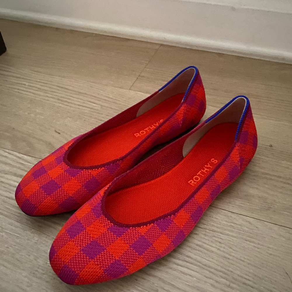 Rothy’s Pomegranate Gingham Squares Size 8.5 - Picture 5 of 6